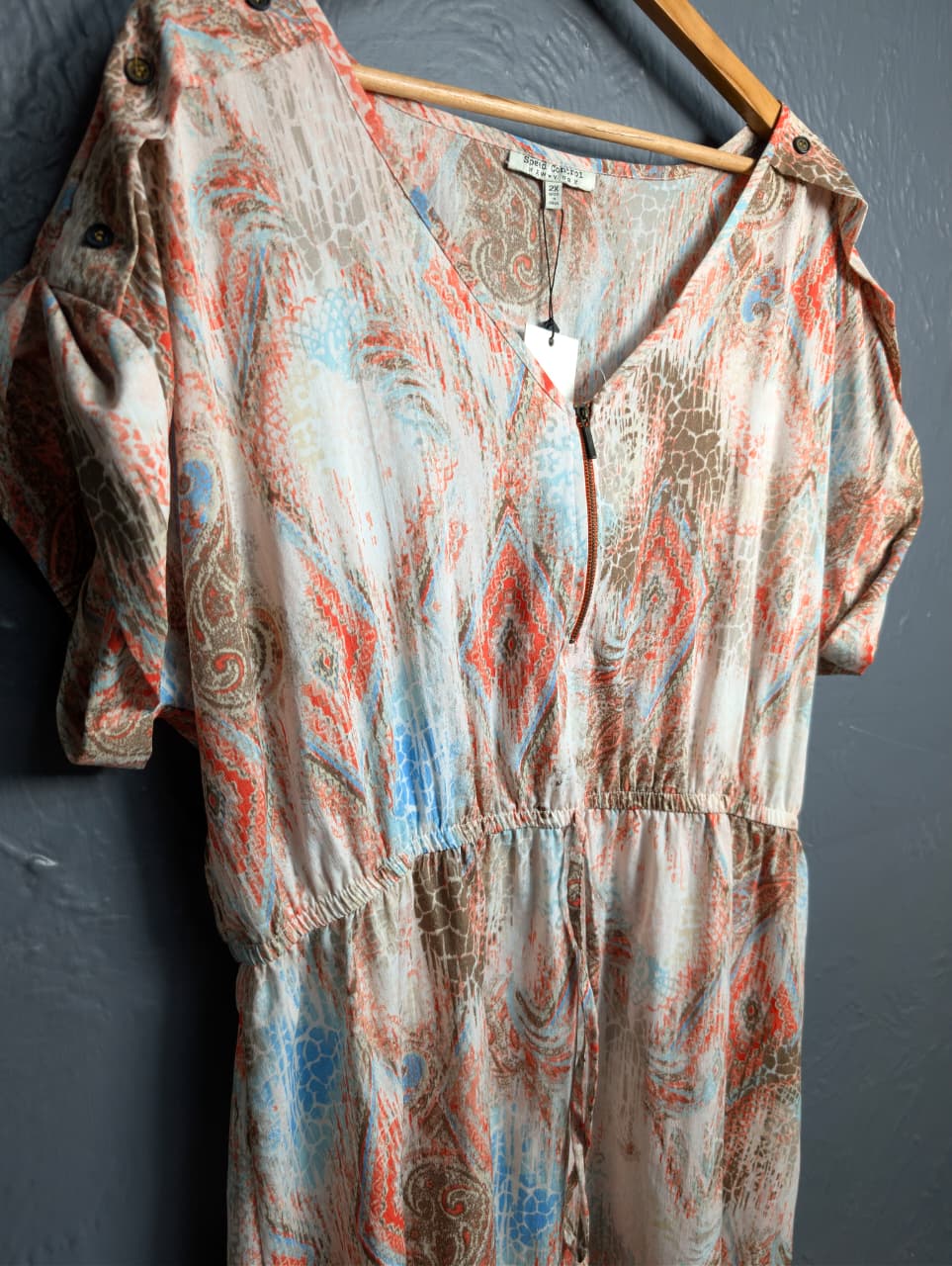 Women's paisley print short-sleeve midi dress
