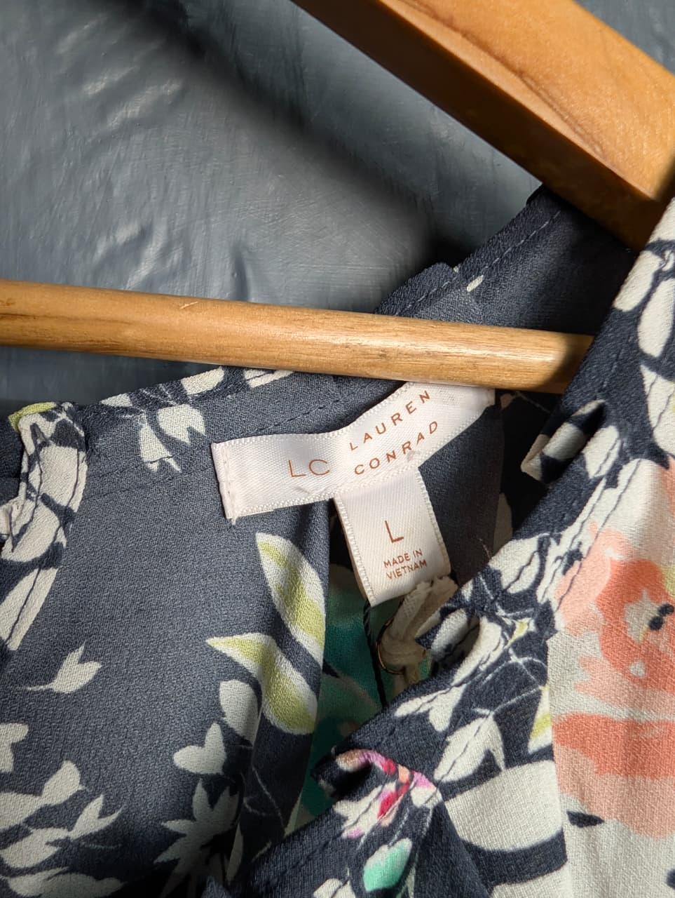 LC Lauren Conrad Charcoal midi floral dress