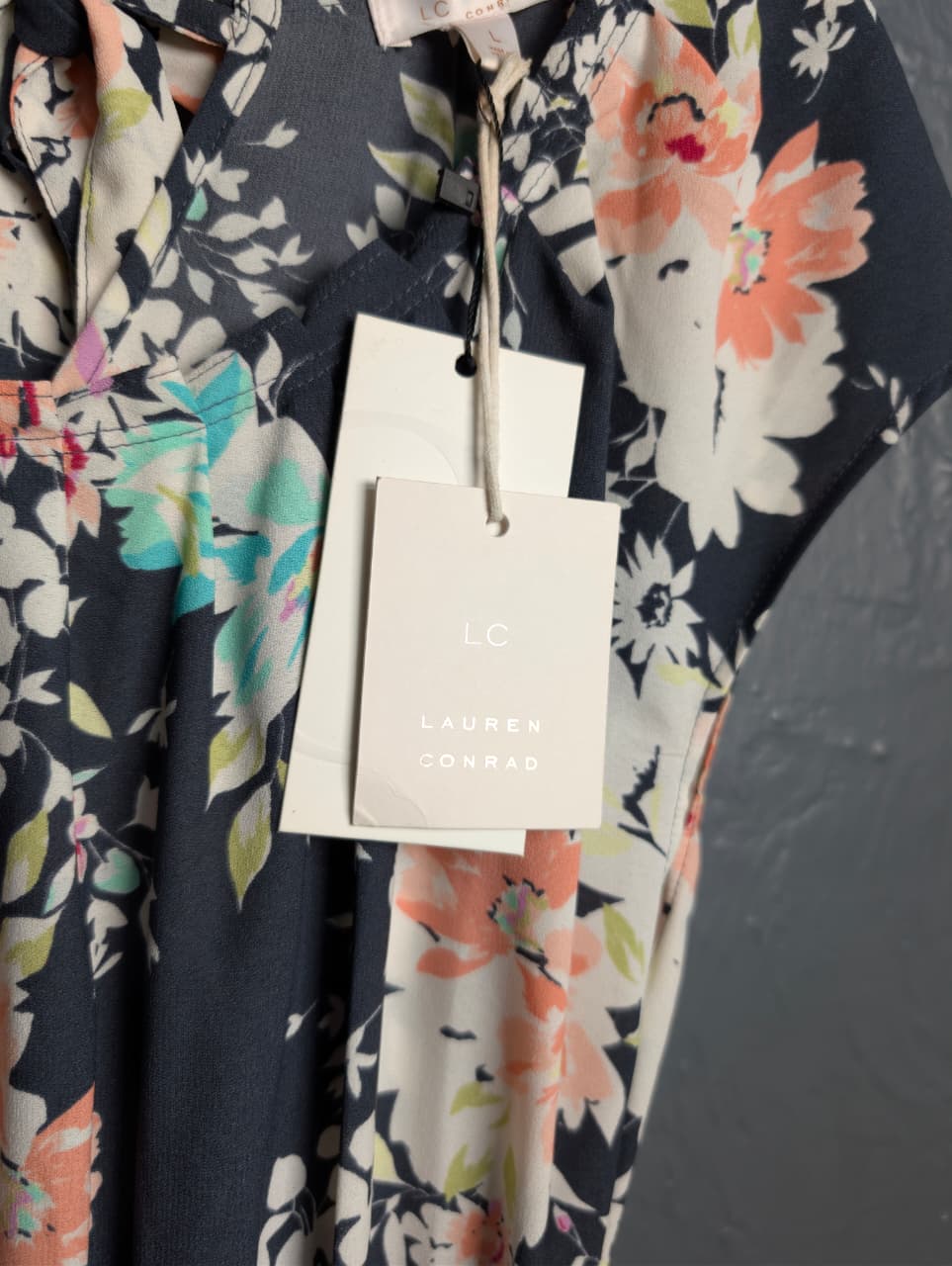 LC Lauren Conrad Charcoal midi floral dress