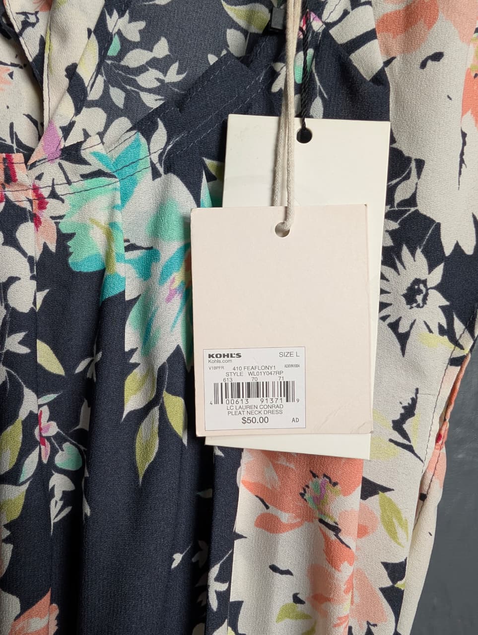 LC Lauren Conrad Charcoal midi floral dress