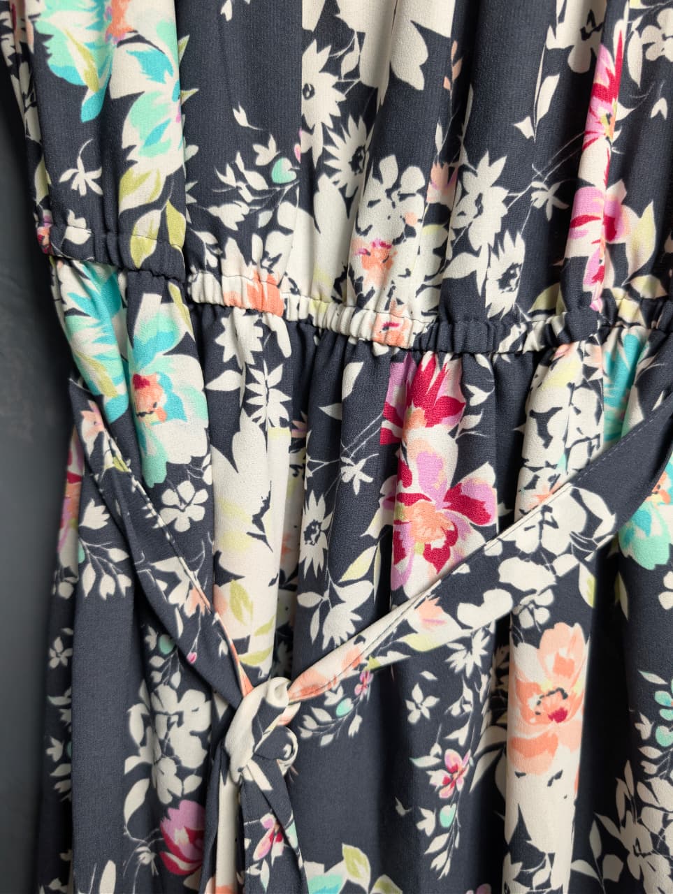 LC Lauren Conrad Charcoal midi floral dress