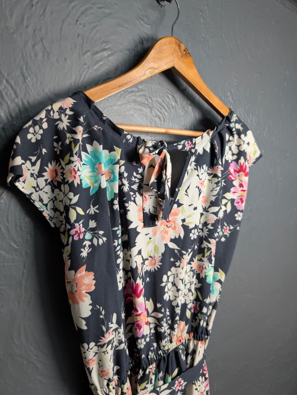 LC Lauren Conrad Charcoal midi floral dress