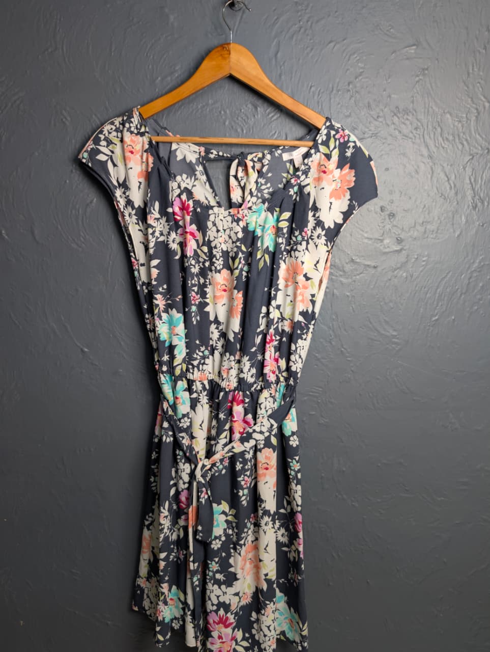 LC Lauren Conrad Charcoal midi floral dress