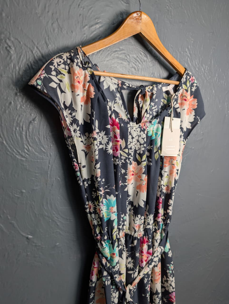 LC Lauren Conrad Charcoal midi floral dress