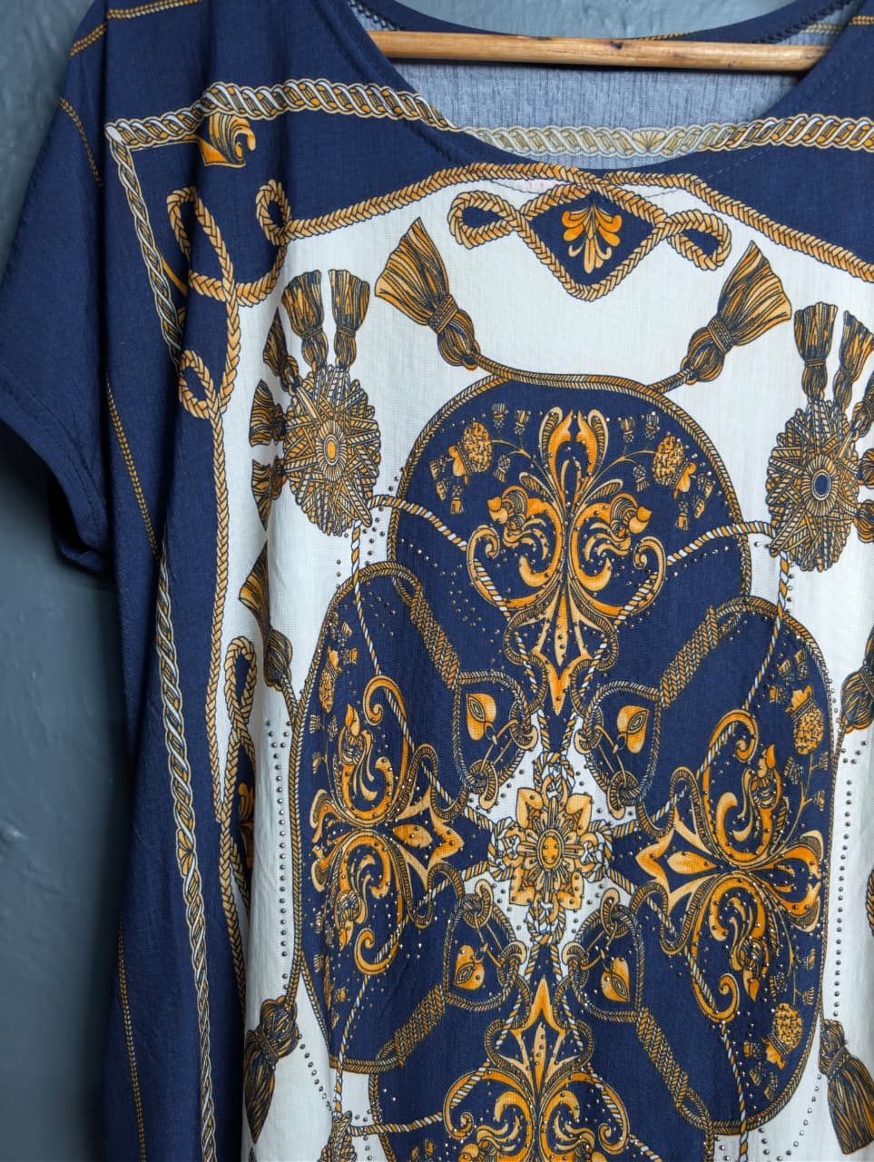 women's short-sleeve blouse with a decorative print