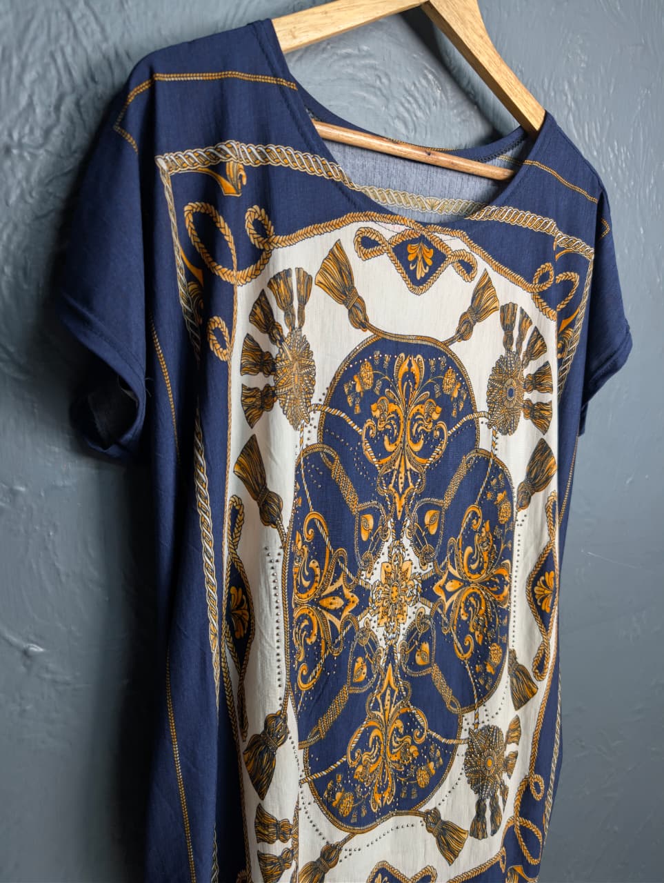 women's short-sleeve blouse with a decorative print
