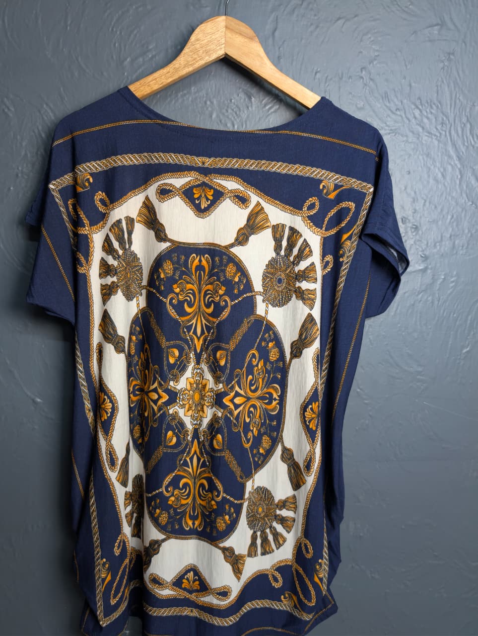women's short-sleeve blouse with a decorative print