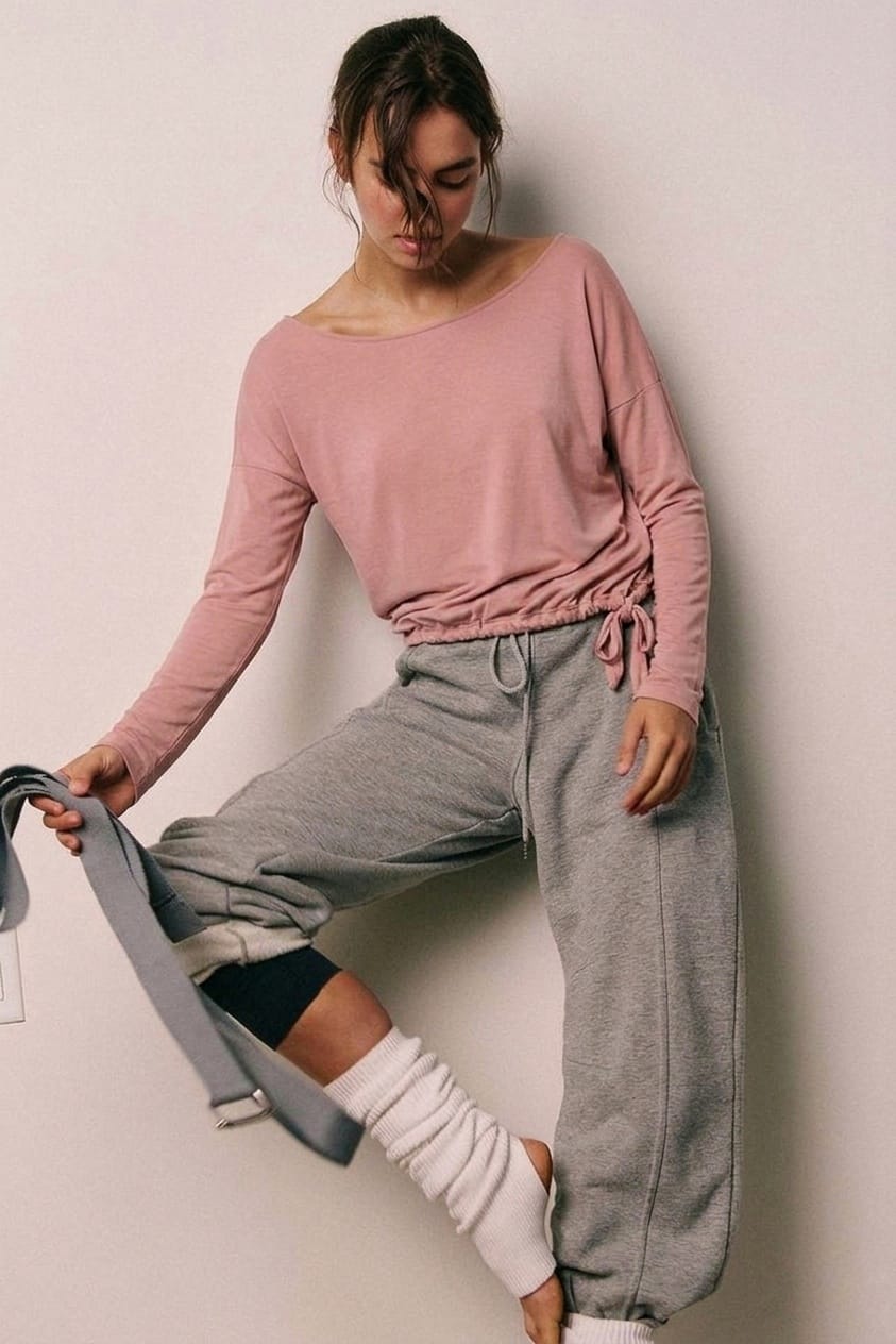 Women's Tea Pink Cinched Bungee-Hem Top by Reebok
