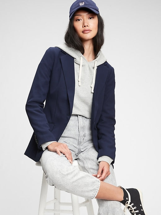 Women's GAP Oversized basic Navy Blue Blazer - THE GREY AREA