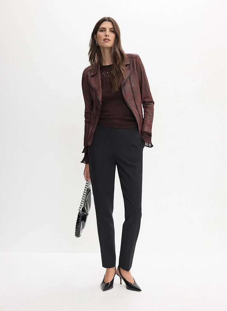 Women's Burgundy Red Vex Faux Leather Jacket - THE GREY AREA